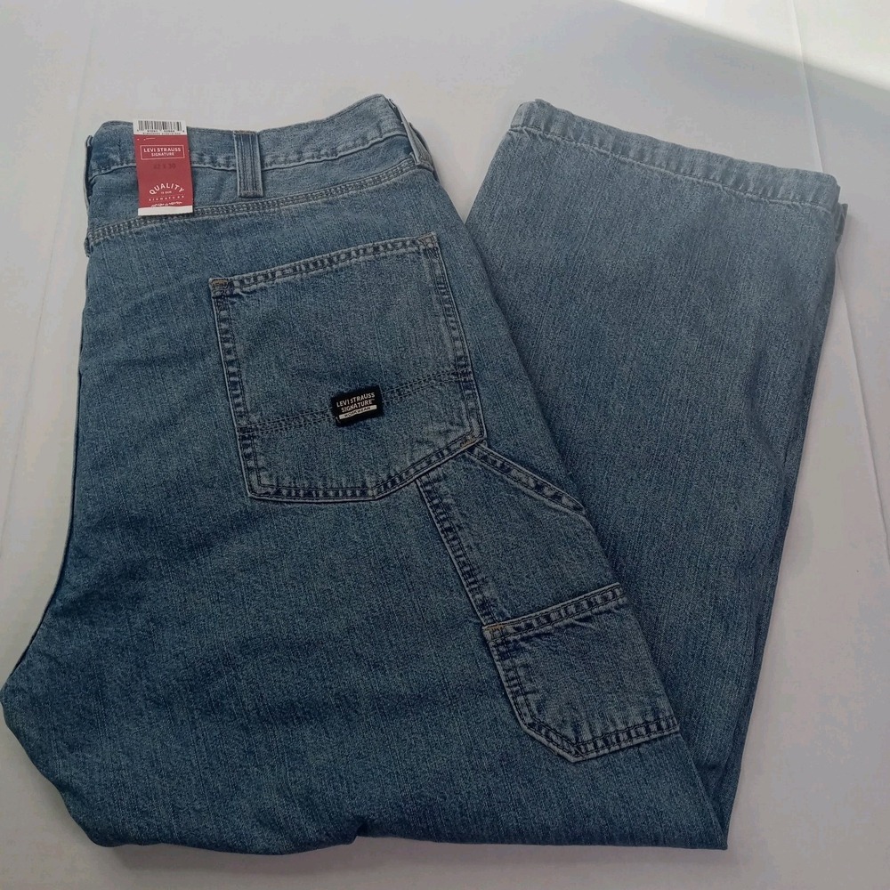 Signature By Levi Strauss & Co. Carpenter Jeans Men's Size 42x30 Blue Cotton
